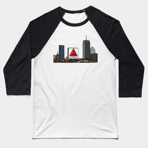 Boston Skyline Baseball T-Shirt by Sci-Emily
